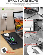 Mouse Pad with 15W Wireless Charging, XXL Large Leather Desk Mat, Black - Image 3