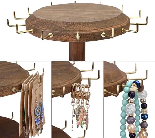 MOOCA 3-Tier Rotating Bracelet Display Stand with 42 Hooks, Jewelry Holder - Image 3