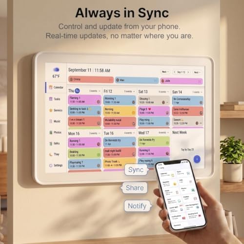 Mezed 21.5 Inch Digital Calendar, Touchscreen Wall‑Mount, White - Image 5