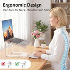 FUCDTEFC Acrylic Laptop Stand for Desk, Laptop Riser for 10-15.6 Inch Laptops, Ergonomic Computer Stand Holder Compatible with Macbooks and Notebooks- Clear - Image 2
