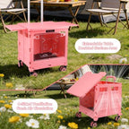 Pet Stroller, Dog & Cat Stroller for All-Season, Lightweight Foldable Carrier with 360° Front Wheels, Adjustable Handle, Breathable Hole Basket for Home Outdoor Travel Shopping (Pink) - Image 4