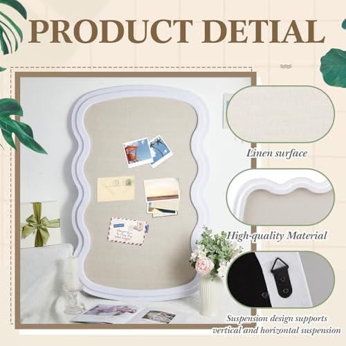 Wonderjune Linen Display Pinboard, Wavy, 24" X 36", Cream White - Image 6
