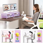 OPNICE Computer Monitor Stand Riser, Desk Organizer with Drawer, Printer & Laptop Stand, Office Desk Accessories & Workspace Desktop Organizers Storage for Office Supplies(Purple) - Image 5