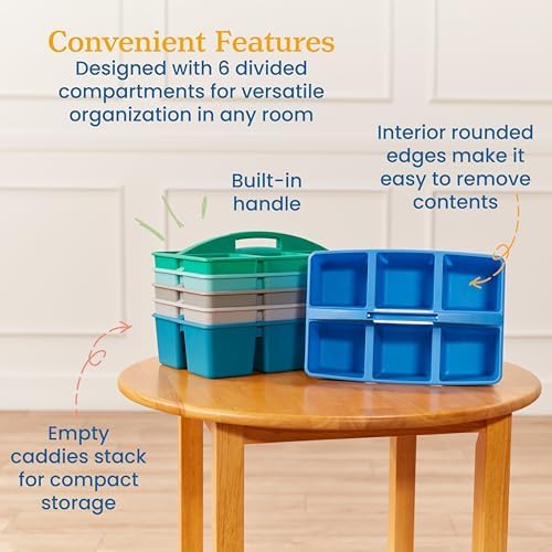 ECR4Kids 6-Compartment Large Plastic Caddy, Multipurpose Organization, Contemporary, 6-Pack - Image 5