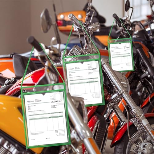 Geyee 50 Pack Job Ticket Holders Work Order Plastic Sleeves,Green - Image 5