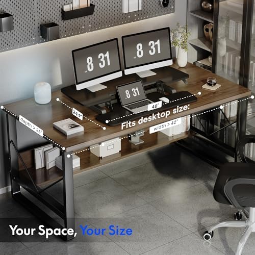 FLEXISPOT Standing Desk Converter 40" Large Desk Riser, Spacious Desktop Riser Sit Stand Computer Workstation with Wide Keyboard Tray, Ergonomic Height Adjustable Stand Up Desk Converter, Black - Image 4