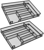 2-Pack 6-Compartment Mesh Office Drawer Organizer Tray, Black by Wenkedigi
