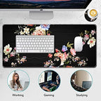 Mouse Pad Set,(31.5×11.8 in) Desk Pad + Keyboard Wrist Rest Support + Mouse Wrist Rest + Coaster for Office,Home,Computer,Laptop - 4 Peony Flower - Image 6