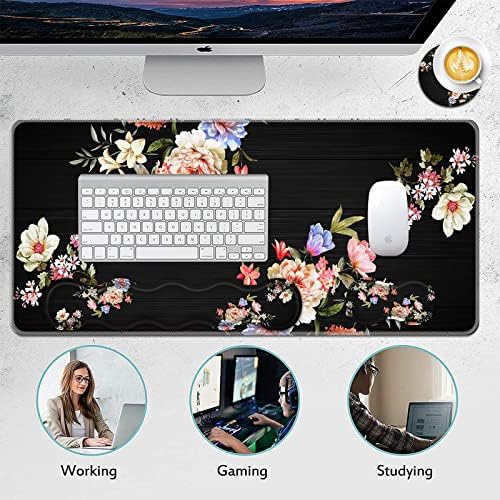 Mouse Pad Set,(31.5×11.8 in) Desk Pad + Keyboard Wrist Rest Support + Mouse Wrist Rest + Coaster for Office,Home,Computer,Laptop - 4 Peony Flower - Image 6