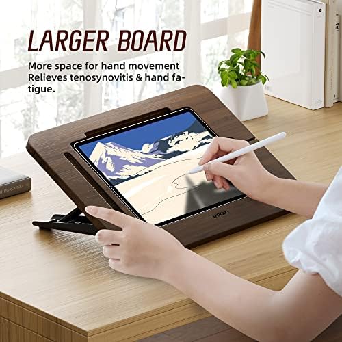 AFOOYO Bamboo Tablet Stand - Portable & Adjustable 5 Angles,Laptop Riser,Book Reading Stand,Compatible with 9.7/10.2/10.5/10.9/11 inches (Walnut Varnish) - Image 3
