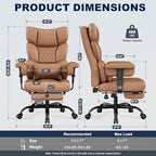 Misolant Big and Tall Office Chair with Footrest, High Back Executive Desk Chair with Adjustable Lift Armrest, 155°Recline，Lumbar Support Pillow, Faux Leather Gaming Chairs for Home or Office - Image 3