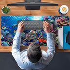 TGFEWYTJYJ Extended Gaming Mouse Pad,Memory Foam Ergonomic Keyboard Mouse Wrist Rest Support Set,Large Desk Mat with Stitched Edges,Non-Slip Base Mousepad Home Office,Sea Turtle Under Water - Image 7