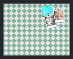 PinPix 19x15 inch Cork Bulletin Board. This Decorative Framed Pin Board Comes with Diamond Pattern in Green and White Design and Satin Black. Ideal for Home, Office Decor or School (PinPix-330) by PinPixBulletinBoards