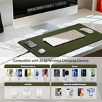 Wireless Charging Mouse Pad, 15W Fast Charge Magnetic Charger Desk Pad, Large Office Desk Mat (23.4x15.6) with Ultra-Smooth Surface, Green Computer Mousepad for MacBook, PC, Laptop - Image 6