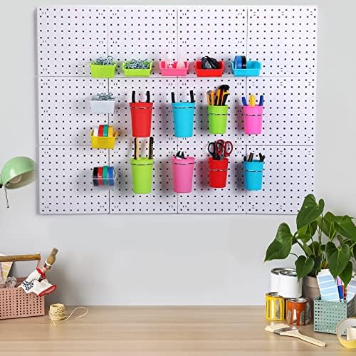 Sieral 64 Pieces Pegboard Bins Pegboard Cups with Hooks and Loops Peg Hooks Assortment Organizer Accessory for Organizing Accessories Tools Storage Office Workshop Garage Workbench (Colorful) - Image 5