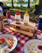 Wooden Picnic Table Condiment Caddy, Hand-Crafted Wood, 12 x 10 x 5 in, for BBQ and Outdoor Use - Image 5