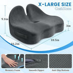 CushZone Extra Large Seat Cushion, Sciatica Support for Office Chair, Grey - Image 2