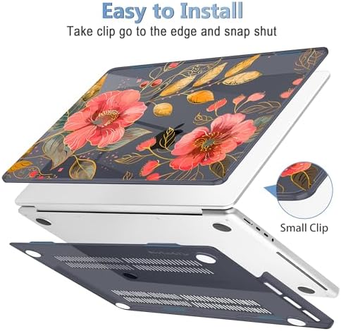 Mektron for 2026 MacBook Pro 14-inch M5 Case A3427 A3426 Fits 2025-2021 A3434 M4 A3112 A3401 A3185 M3 A2918 A2992 M2 A2779 M1 A2442 Pro/Max, Printed Plastic Hard Shell Laptop Cover, Floral C339 - Image 3