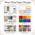 gisgfim 12 Pack Flat Storage Paper Tray with Clear Latching Lids, White - Image 4