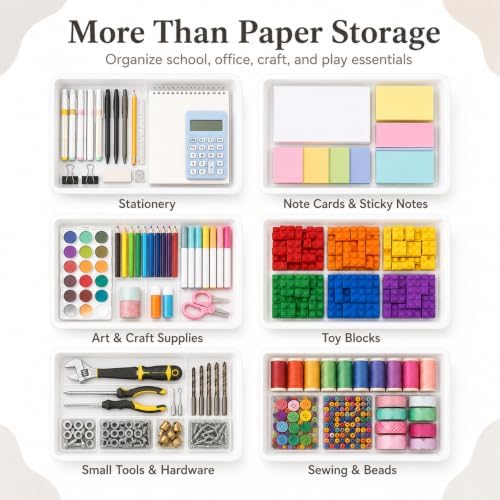 gisgfim 12 Pack Flat Storage Paper Tray with Clear Latching Lids, White - Image 4