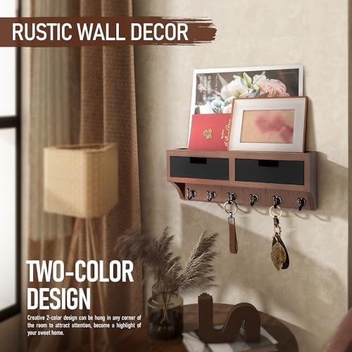 Rebee Vision Key Holder Wall Mount for Home Decor, Brown & Black - Image 2