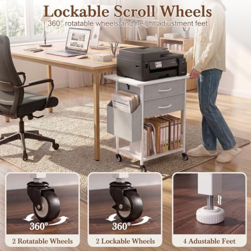 Faesun Printer Stand with Storage,3-Tier Rolling Printer Table with Drawers - Image 6