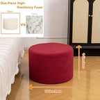 Poofieotto Round Pouf Ottoman, Couch Foot Rest,Burgundy 20x14In - Image 2