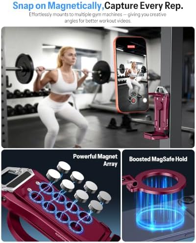 OMOTON TP02-Pro 5 in 1 Magnetic Phone Holder for Vlogging Essentials, Red - Image 2