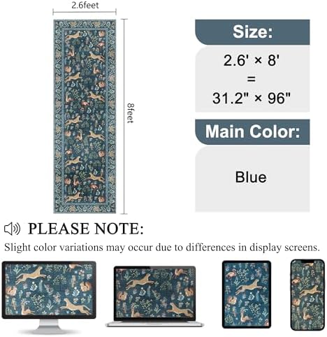 DUKINO 2.6x8 Rug for Hallway, Washable Kitchen Runner Rug Non Slip, Blue - Image 2