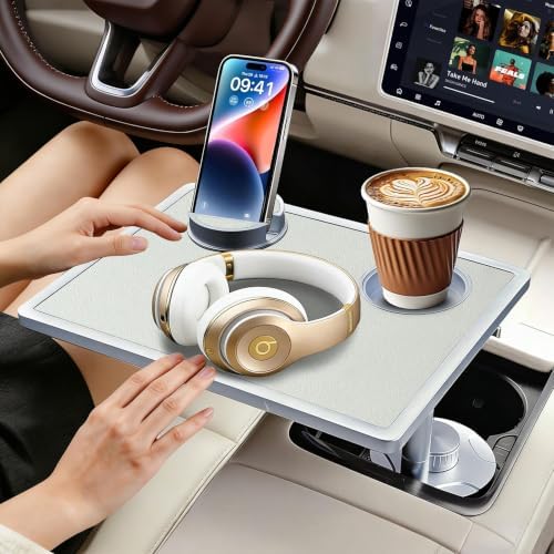 Car Desk for Laptop 360° Rotating Tesla Tray with Cup Holder Phone Stand by Unknown