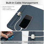 Desk Mat – Double-Sided Vegan Leather & Felt | Built-In Magnetic Cable Organizer & File Storage | Premium Workspace Pad for Office, Gaming & Creative Professionals-（Green） - Image 4