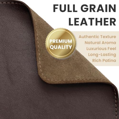 Full-Grain Leather Mouse Pad - Genuine Leather Mouse Mat with Non-Slip Backing, 3mm Thick, Smooth Mouse Glide, Desk Accessory for Office, Work & Gaming (Dark Brown, Large 11.8 x 9.8 in) - Image 3