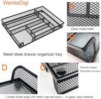 2-Pack 6-Compartment Mesh Office Drawer Organizer Tray, Black - Image 4