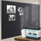 X-Large Cork Board Alternative 12-Pack Felt Bulletin Board Thick and Decorative Pin Board for Home Office Walls 47.24 x 35.43 Inches with 72 Adhesive Tabs - [Dark Gray] by EkkogoAcousticPanels