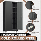 INTERGREAT73 Garage Storage Cabinet with Wheels, Rolling Metal Storage Cabinet with Locking Doors and 4 Adjustable Shelves,- 73" Steel Tool Cabinet for Home Office,Garage,Warehouse，Black - Image 4