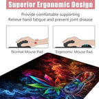Large Keyboard Mouse Pad Set, Extended Mouse Pad+Keyboard Wrist Rest Support, Memory Foam Ergonomic Easy Typing, 4Pcs (31.5×11.8 in) Desk Pad Set for Office Home,Weed Leaf - Image 5