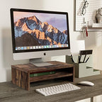 Bestier Wood Monitor Stand Riser with 2-Tier Storage Organizer for Laptop, Projector, Printer, Small TV - Rustic Brown, 15.7 Inch 2 Tier - Image 6