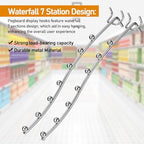 Yaocom 20 Pcs Peg Board Waterfall Hook Shelving Hooks Metal 7 Station Pegboard Display Wall Hangers Face Out Fit 1/4" for Garage Kitchen Store(Silver) - Image 3