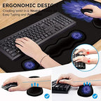 Ergonomic Mouse Pad Set, Desk Mat(31.5×11.8 in) + Keyboard Wrist Rest Support + Mouse Wrist Rest + Coasters for Office,Home,Computer,Laptop -Purple Flowers Cute Black Gaming Large Mousepads XXL - Image 5