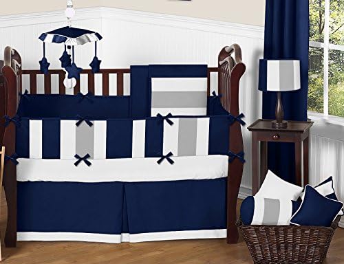 Navy Blue, Gray and White Fabric Memory/Memo Photo Bulletin Board for Stripe Collection - Image 3