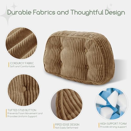 HIGOGOGO Lumbar Support Pillow for Recliner Chair/Accent Chair/Couch/Office Chair, Tufted Corduroy Back Support Cushion for Elderly, Recliner Cushions for Back Rest, Pain Relief, Reading, Coffee - Image 4
