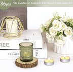 36 Pcs Green Glass Votive Candle Holders, Tealight Candle Holders for Table Centerpieces, Vintage Candle Holder Bulk, Boho Wedding, Home, Bridal Shower, Birthday Party Table Decor (Green) - Image 2