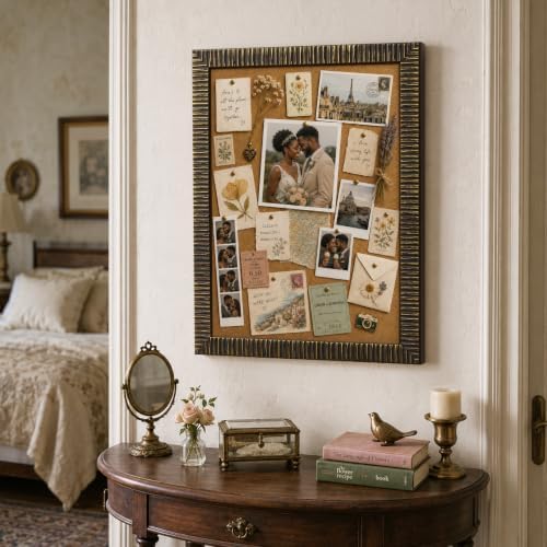 Antique 18x24 Framed Bulletin Board for Bedroom Jewelry Display,Black Gold - Image 2