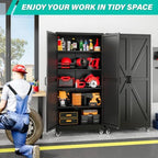 Wide & Deep Metal Storage Cabinet with Wheels,72 inch Tall Rolling Garage Storage Cabinet,Metal Cabinets with Wheels and Shelves, Deep Heavy Duty Tool Cabinet for Garage,Home,Office,Shop (Black) - Image 5