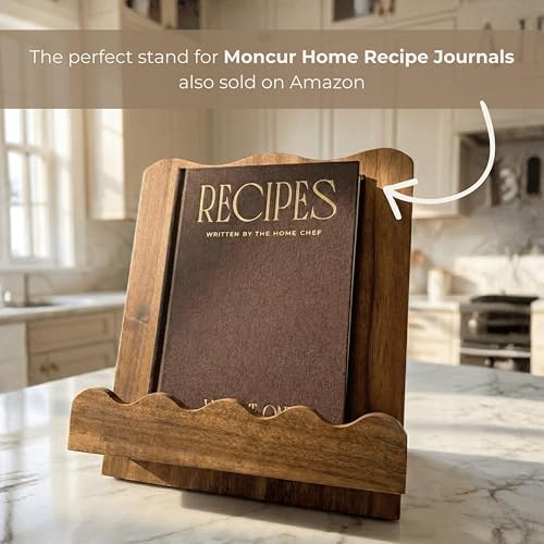Beautiful Wooden Cookbook Stand for Your Kitchen Counter – Solid Wood Scalloped Book Holder (Acacia) - Image 5