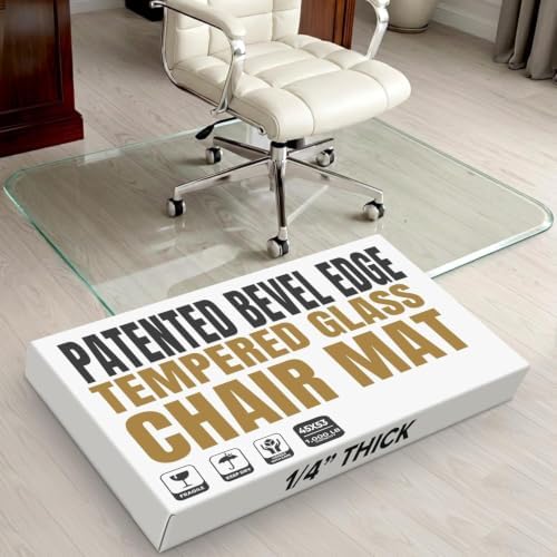 Tempered Glass Office Chair Mat for Carpet & Hardwood, 45" x 53", Starphire by ClearlyInnovative