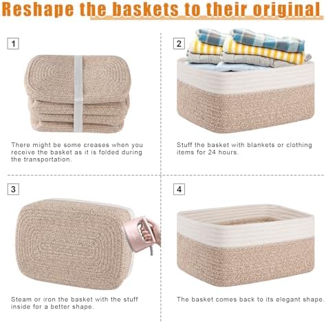 OIAHOMY 4 PACK 12L Storage Baskets for Organizing Storage Bins Brown - Image 7