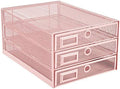 Annova Desk Organizer Wire Mesh 3 Tier Sliding Drawers Paper Sorter/Multifunctional/Premium Solid Construction for Letters, Documents, Mail, Files, Paper, Kids' Art Supplies (Light Pink) by LivingNecessities