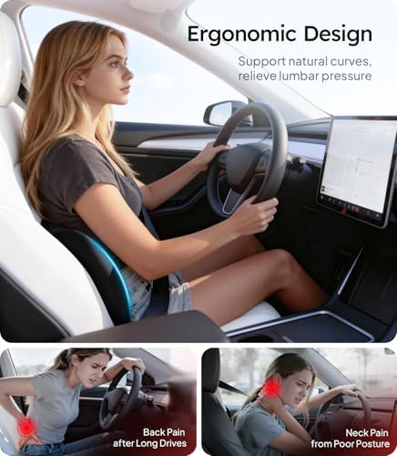 Wigoo Lumbar Support Pillow for Car-Office Chair, Black 1-Pack - Image 2