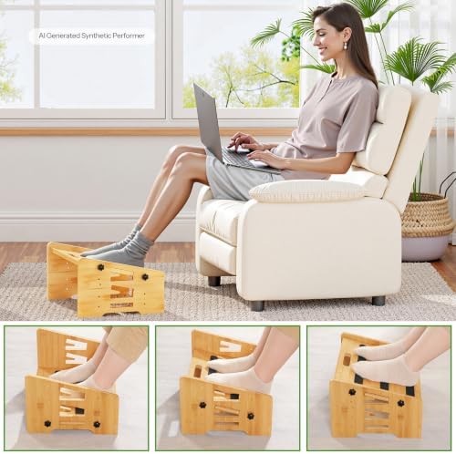 HOOBRO Bamboo Foot Rest, Adjustable Under Desk Footrest with 5 Height Options & Angles, Non-Slip Ergonomic Foot Rest for Under Desk at Work for Improved Posture, for Home & Office, Natural YL01FP01 - Image 3